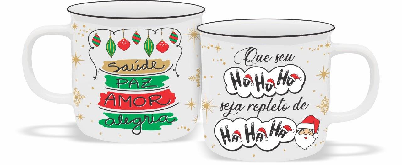 Caneca Feliz Natal Ho-Ho-Ho Repleto De Ha-Ha-Ha Presente - Minha Caneca